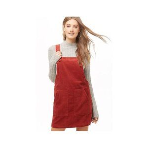 Forever 21 Womens Rust Corduroy Overall Dress